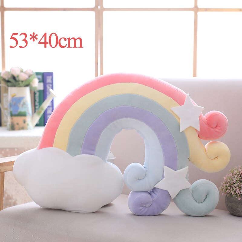 1 pc ins fargerik plysj lucky cloud raibow moon star puter dun bomull fylt dekor plysj pute pute for sofa stol: Heldig sky rød