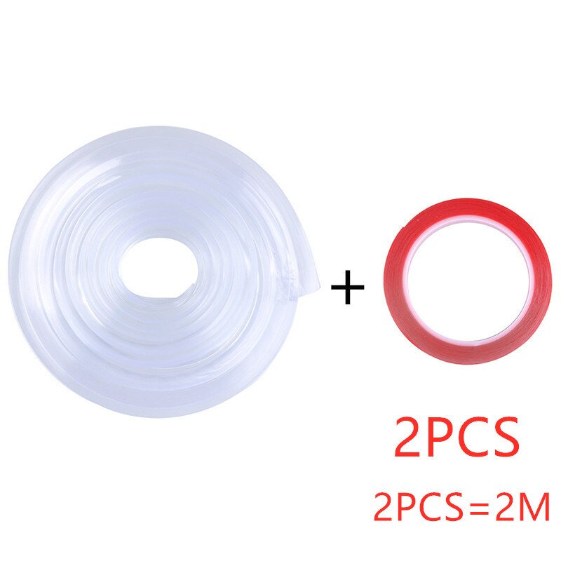 2M Transparent Table Edge Furniture Guard Corner Protectors Bumper Strip with Double-Sided Tape for Cabinets, Tables, Drawers: Default Title