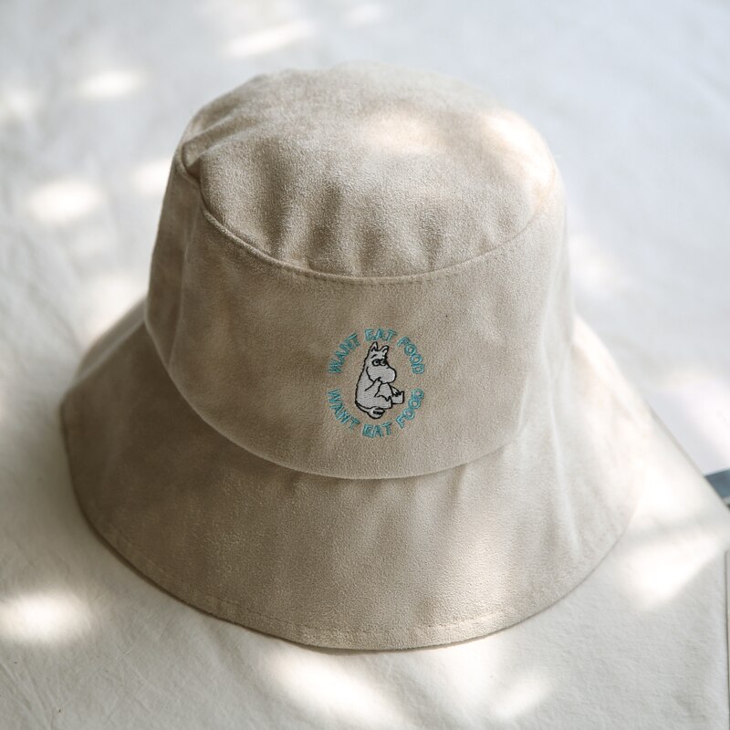 Varm tykkere bomuldsbroderi spand hat fisker hat udendørs rejse hat sol cap hatte til mænd og kvinder: Beige