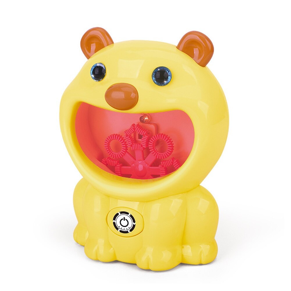 Dzieci kreskówka świnia niedźwiedź światełko dla psa muzyka elektryczny zestaw robić baniek mydlanych zabawka mechaniczna: żółty niedźwiedź