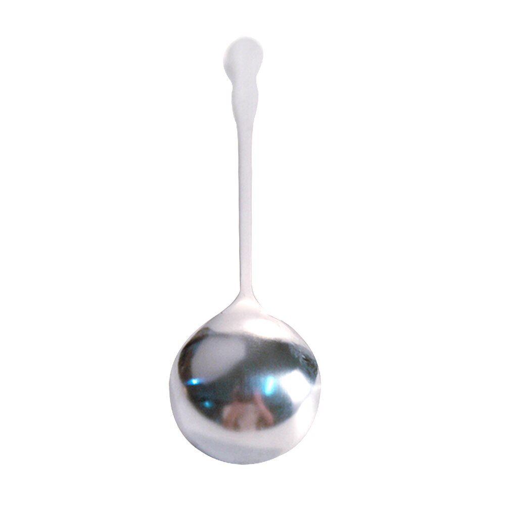 Long Handle Stainless Steel Ice Cream Dessert Ergonomics Honey Round Coffee Kitchen Tools Tea Mixing Spoon