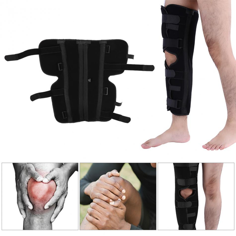 1PC Tri-Panel Knie Wegfahrsperre Volle Bein Brace Unterstützung Aluminium Legierung Gerade Knie Schiene für Knie Protector Bruch stabilisator