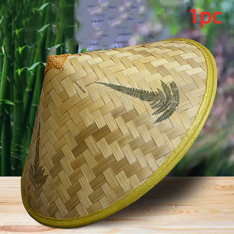 Chinese Retro Bamboe Rotan Vissershoed Handgemaakte Weave Stro Emmer Hoed Toerisme Regendans Rekwisieten Kegelvissen Zonnescherm Hoed: Lavendel