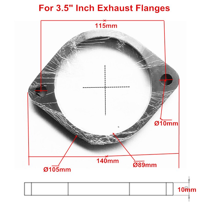 2 " rustfrit stål manifold samler udstødningsrør flanger to bolt afstand flange pakning 2 tommer cat-back catback: 3.5 tommer