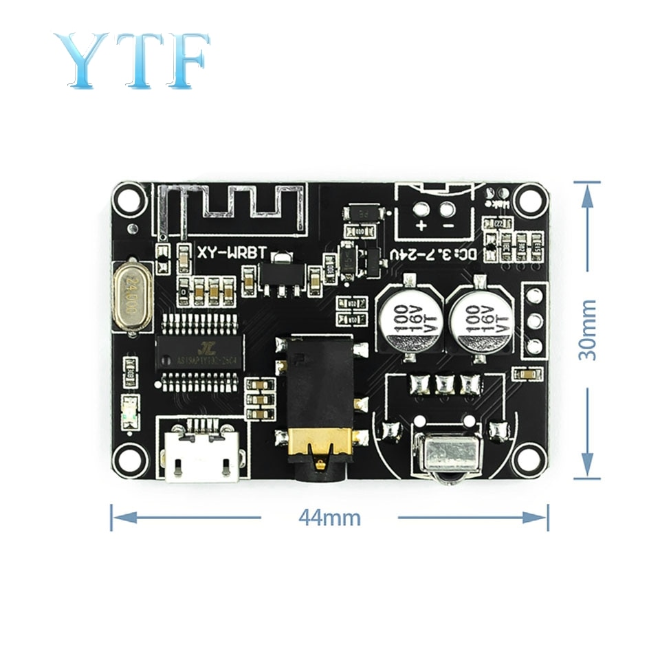 Placa decodificadora de audio estéreo Bluetooth 5,0 módulos de gran tensión regulable amplificador de volumen XY-WRBT