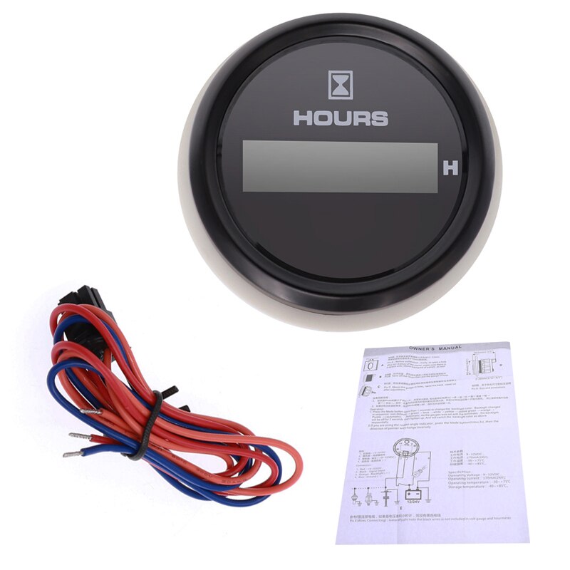 52mm Hour Hourmeter Digital Hour Meter Gauge Counter for Marine Boat Engine 0-99999.9 Range 316L Bezel with 7 color LED backligh
