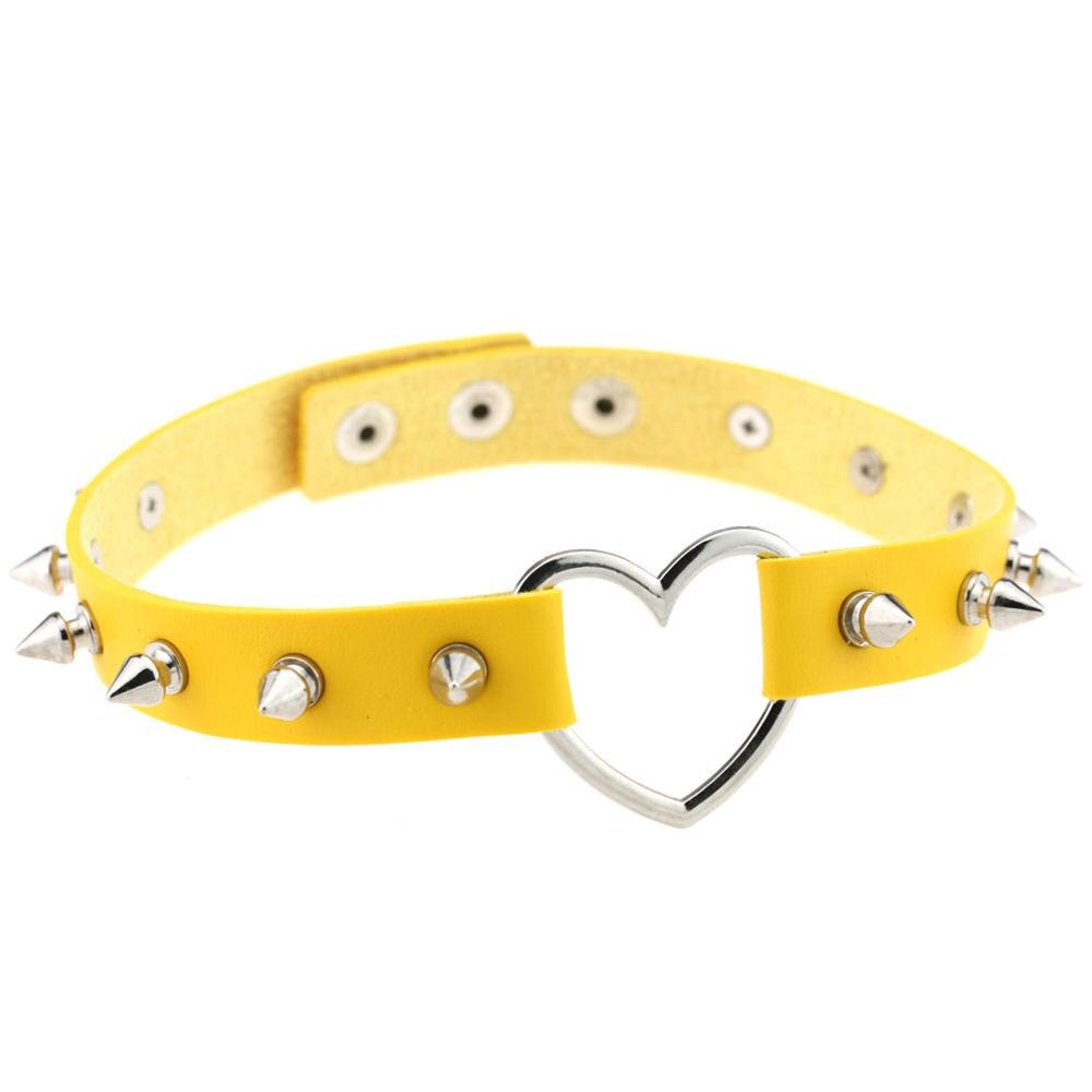 Gargantilla de corazón con pinchos para mujer, Gargantilla gótica cuello tachonado punk para mujer y niña, joyería gótica negra para mujer, accesorios: yellow