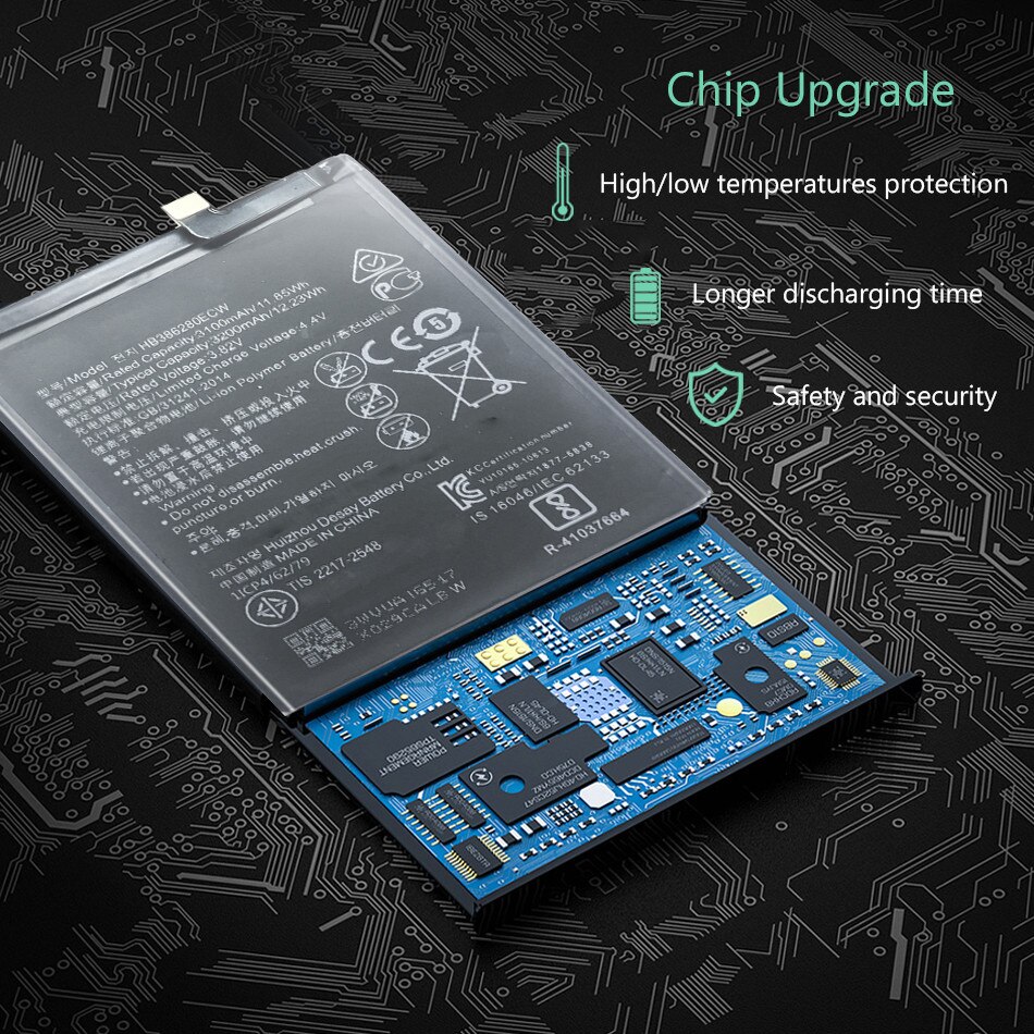 Batería de teléfono de 3200 MAh HB386280ECW para Huawei P10 Honor 9, repuesto de , recargable,