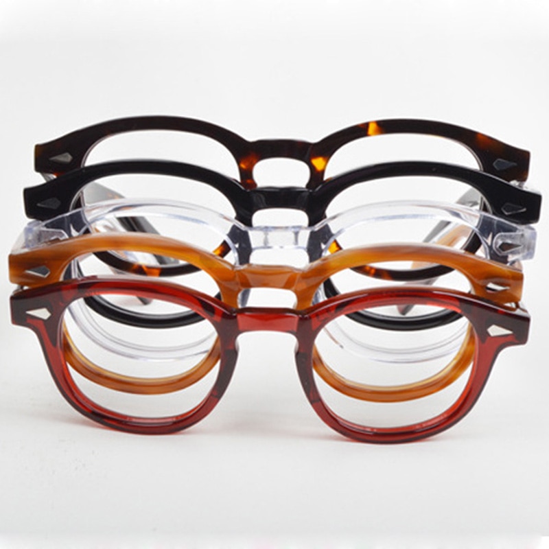 Round Handmade Acetate Frame Women Johnny Depp Glasses Men Brand Computer Goggles Optical Spectacle frame Demi Myopia