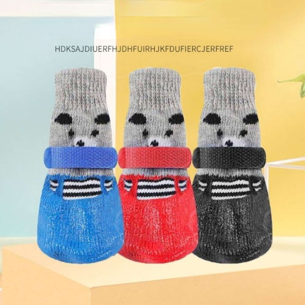 4 sztuk/zestaw śliczne bawełniane gumowe buty dla psa wodoodporne antypoślizgowe placki deszcz śnieg buty skarpetki dla szczeniąt duże małe koty psy