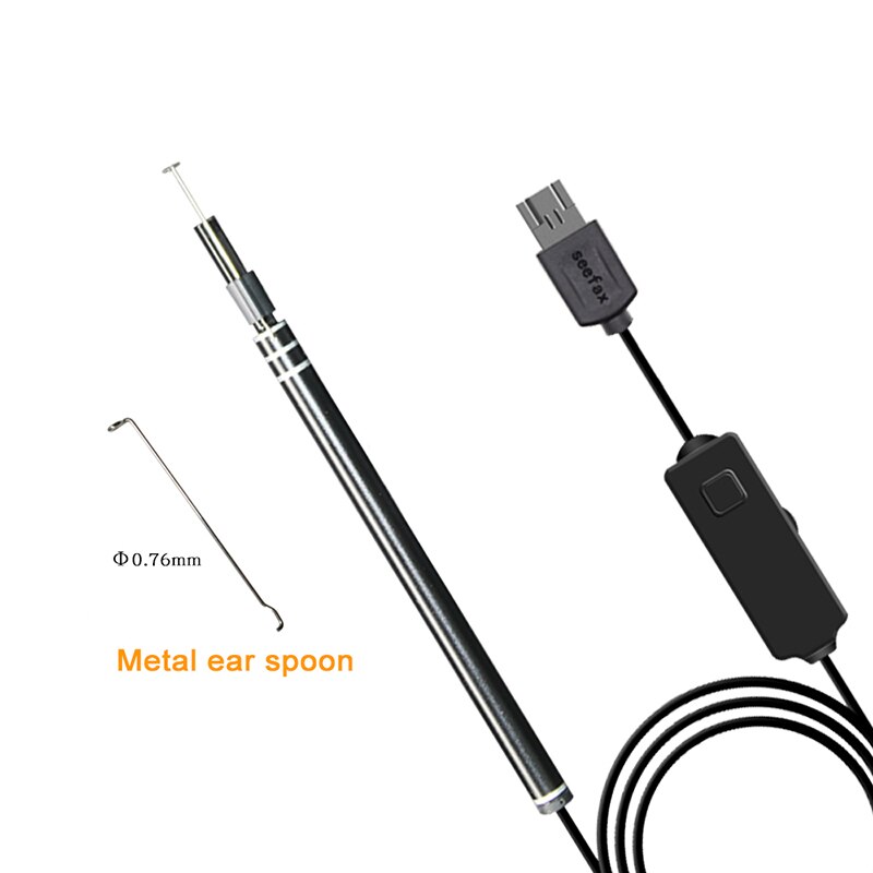 USB Ear Cleaning Endoscope Borescope 2 in1 USB HD Visual Ear Spoon 5.5mm Mini Camera Android PC Ear Pick Otoscope