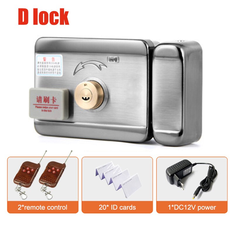 Electric Control Access Mute Lock Electric Door Lock With Remote Controller and ID Card For Doorbell Intercom Access Control: kit 16
