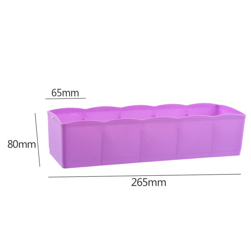 Storage Box 5 Grids Multi-function Storage Basket Wardrobe For Tie Bra Socks Underwear Plastic Container Makeup Organizer: Purple