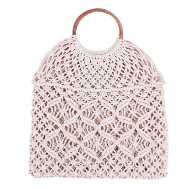 Rattan Cotton Rope Hollow Straw Woven Beach Bag Without Lining Storage Bag Women's Totes Shoulder Bags: Red
