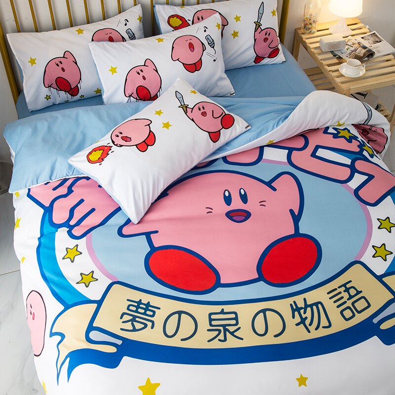 Beddengoed Sets Cartoon Kirbys Quilt Bed Dekbedovertrek Kussensloop 2-3 Stuks Sets Volwassen Kinderen Size