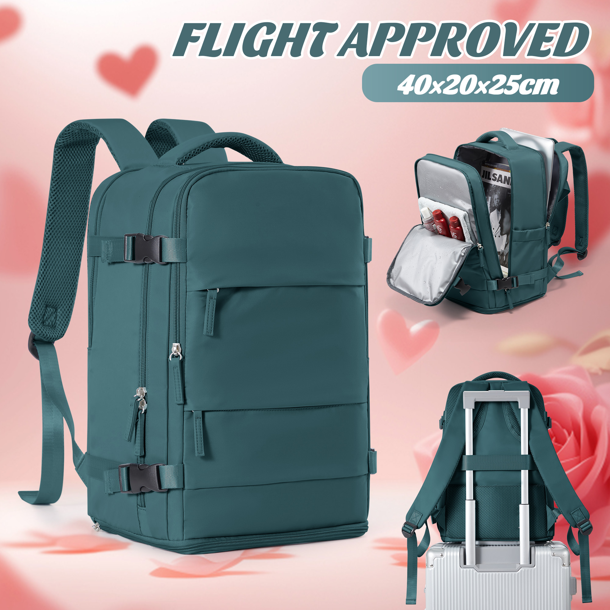 Backpack Travel Cabin Airplane 40x20x25 Ryanair Travel Backpack Suitcase Hand Luggage Backpack Men's Women's Clothing Rucksack: Blue