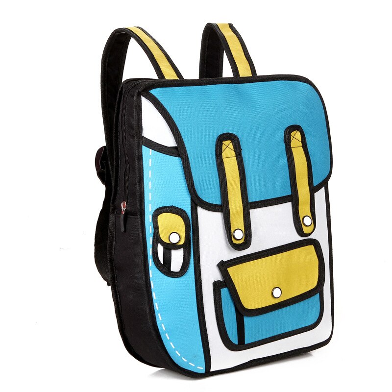 3D Jump Style 2D Tekening Cartoon Paper Bag Comic Rugzak Messenger Tote Leuke Student Zakken Unisex Bolos