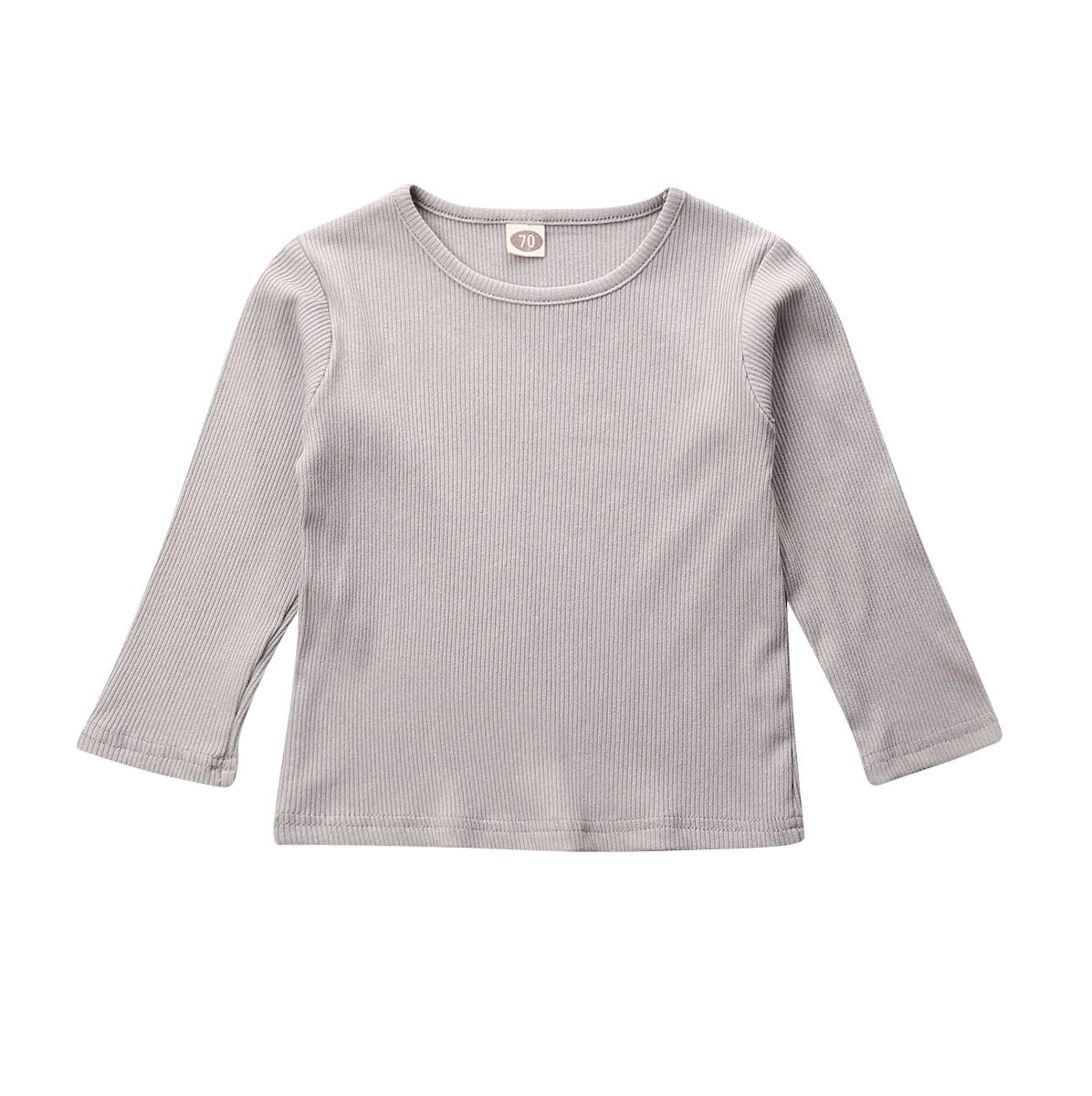 Capretto del bambino Appena nato Tollder Magliette E Camicette Vestiti 2020 Autunno Sof t del Cotone A Manica Lunga O-Collo camicia solido superiore: Grigio / 3-6M