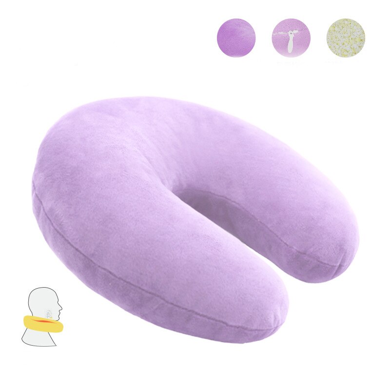 U Shape Memory Foam Kussen Reizen Vliegtuig Kussen Roze Effen Kleur U-vorm Nek Kussens Grey Rest Voor Kantoor 28X28Cm: color5