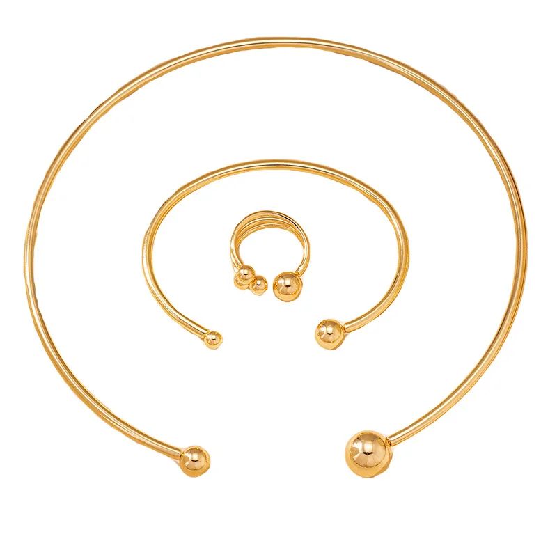 Zestaw biżuterii dla kobiet gładkie otwarcie minimalistyczny pierścionek bransoletka naszyjnik moda geometryczna impreza prezent świąteczny DS012