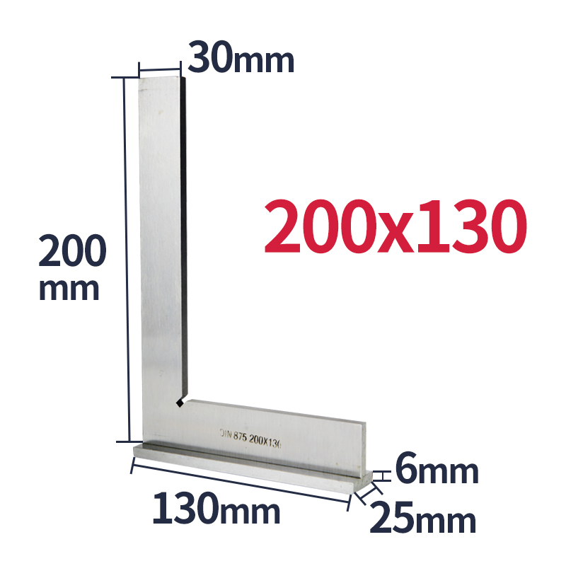 90 graders vinkel flad kant firkantet vinkel lineal træbearbejdningsværktøj snedker firkant lineal metal firkantet kulstofstål måler prøv firkantet: 200 x 130 med base 90