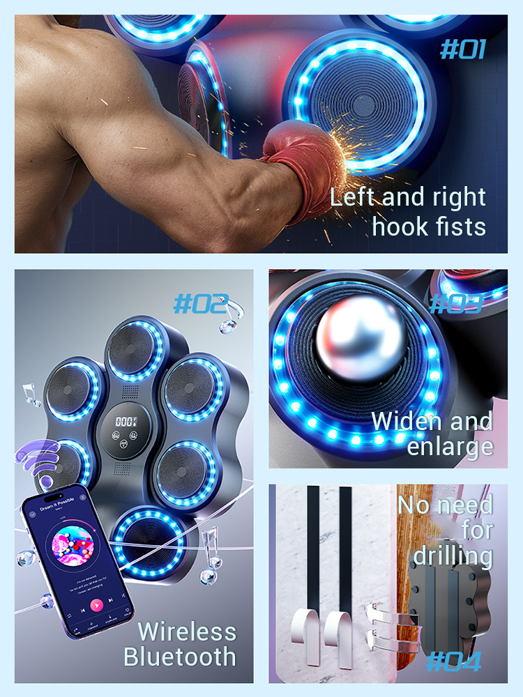 2025 nouvelle Machine de boxe musicale Bluetooth adulte cible murale électronique équipement de perforation cible murale gymnase équipement à domicile