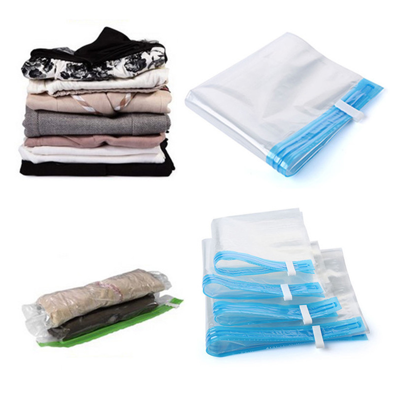 Hand Roll Transparante Opvouwbare Gecomprimeerd Compressie Vacuümzak Thuis Kleding Plastic Opbergtas Ruimtebesparend Seal Zakken