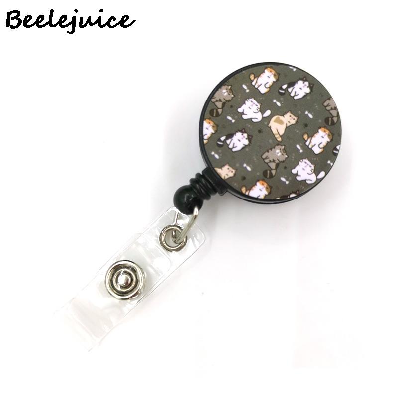 Grey Lovely Cute Cats Cute Card Cover Clip Lanyard Retractable Student Nurse Badge Clip Cartoon ID Card Badge Holder accessories: 2