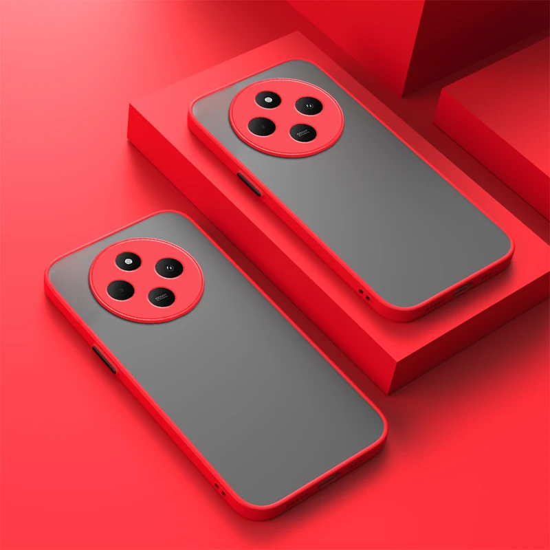 Für Redmi 14C 4G Fall Stoßfest Rüstung Matte 14R 5G Xiaomi kleine Poco C75 Xiaomi stoßstange silikon telefon abdeckung C75 coque fundas: ABS / Rot