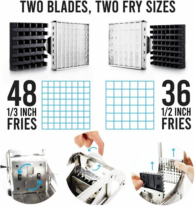 Edelstahl Französisch Frites Schneider Kartoffel Chips Streifen Schneiden Maschine Maker Slicer Chopper Dicer Home Küche Esszimmer Gadgets