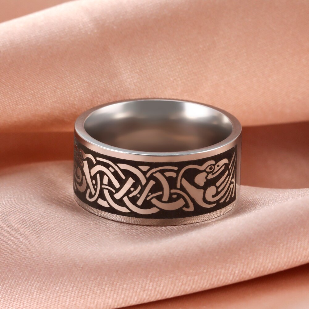 Skyrim – bague à nœud en acier inoxydable pour hommes et femmes, anneau de doigt Vintage nordique Viking, amulette Talisman, bijoux