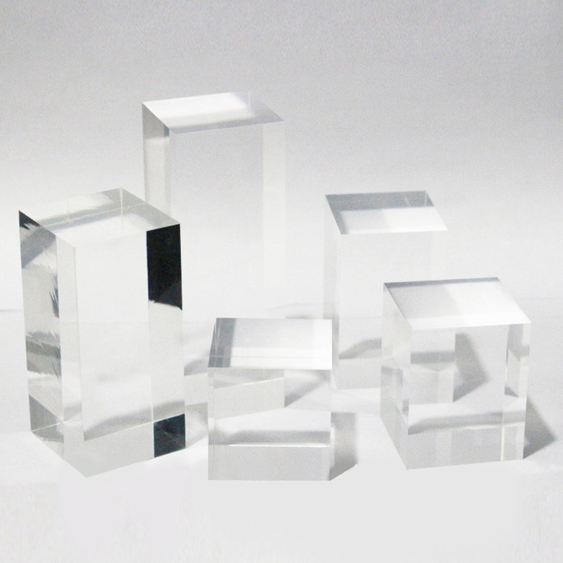 Acryl Plexiglas Vierkant Stempelen Transparant Blok Cosmetica Display Stand Fotografie Props Poppen Parfum Ring Sieraden Houder