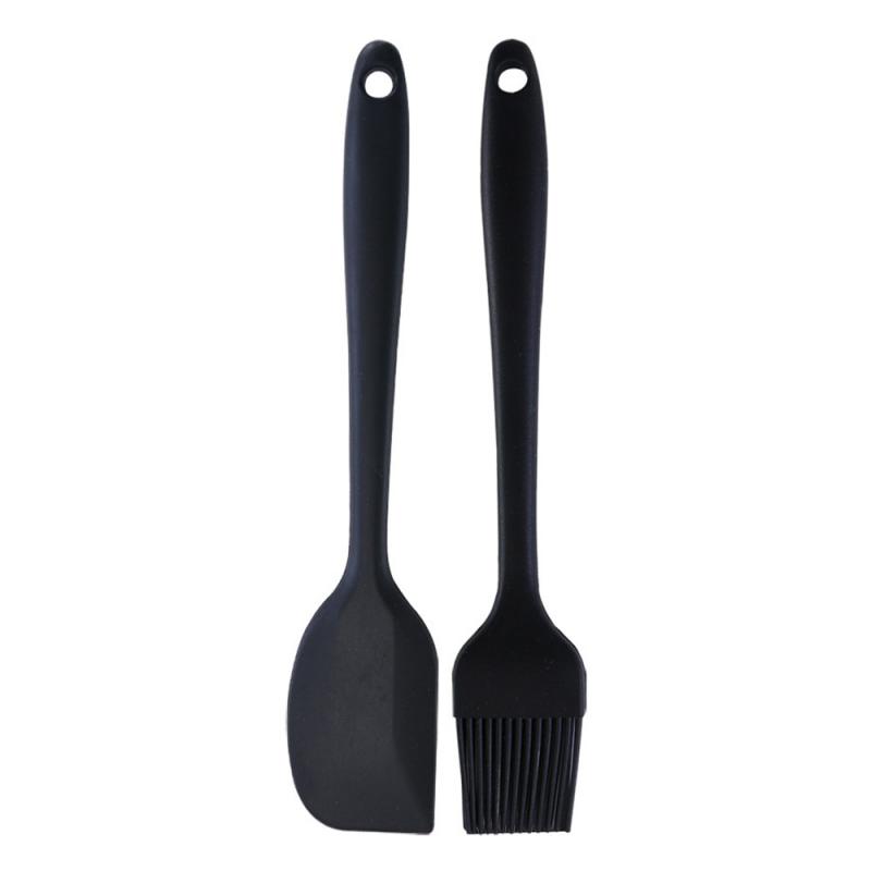 Grattoir de cuisson gâteau cuisson spatule beurre spatule caoutchouc pelle pâtisserie brosse huile brosses pour gâteau pain beurre brosse BBQ brosse: black