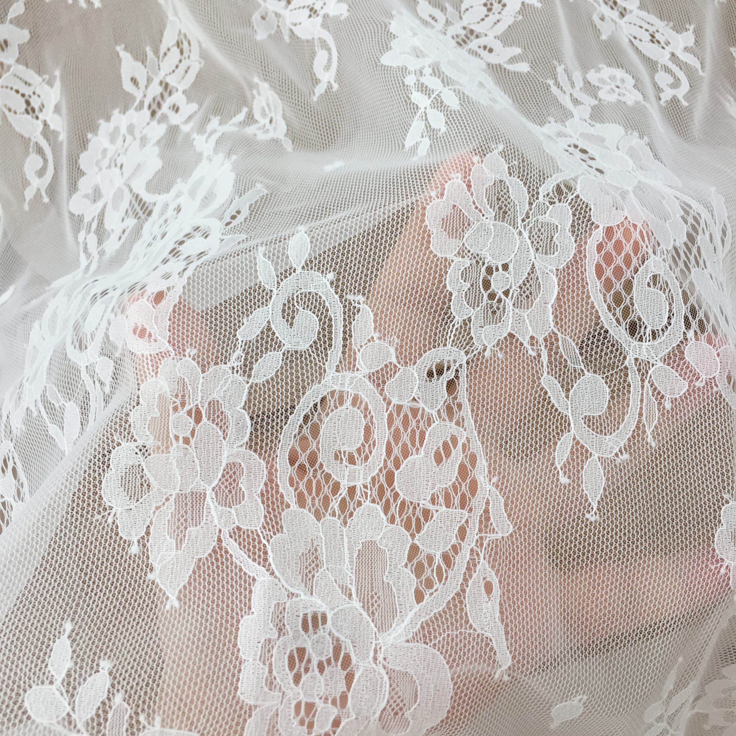 3 Meter Bridal Chantilly Kant Stof, Lingerie Kant, Wimper Bruiloft Kant Stof, Bruids Kant Stof, zachte, Chantilly