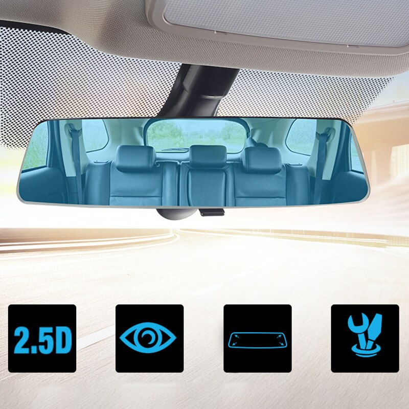 HD Car Rear View Mirror Frameless Wide-angle Anti-glare Surface Blue Mirror 2.5D Full-Screen Reverse Back Parking Reference Rear