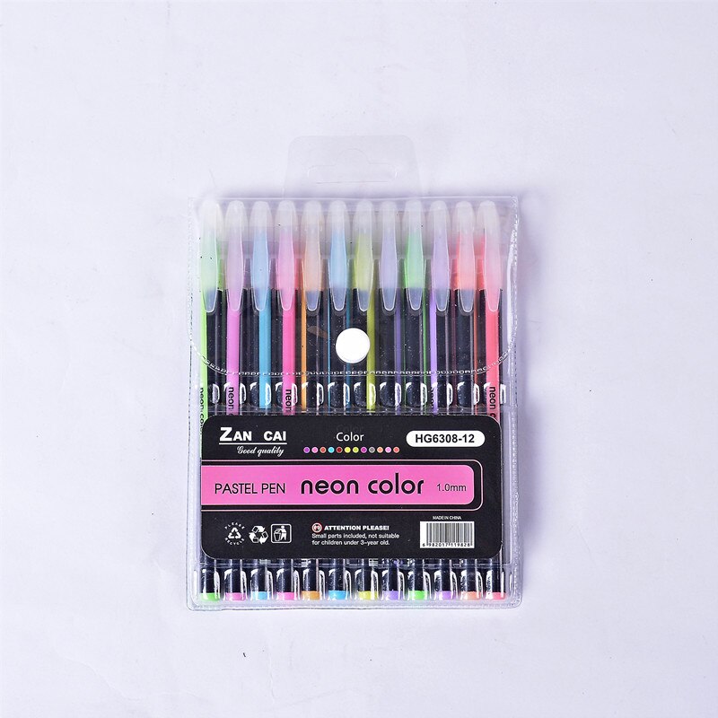 Glitter farve gel pen sæt 48/36/24/18/12 farver skole papirvarer leverandører kontor tilbehør præsenteret af kevin&amp;sasa crafts: 12 pastelfarver