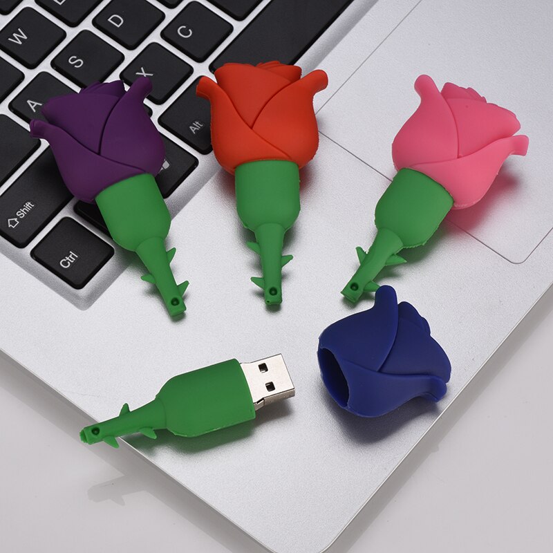 Pendrive Rose USB Flash Drive 32GB 16GB Lovely Cartoon 64GB Pen Drive 8GB 4GB 128MB Memory Stick USB 2.0