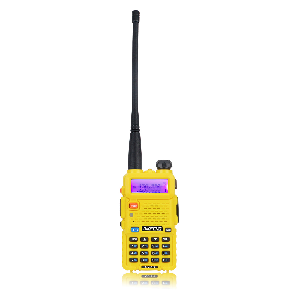 Baofeng UV-5R Dualband Walkie Talkie VHF 136–174 MHz UHF 400–520 MHz 128 Kanal 5 W FM tragbares Zwei-Wege-Radio mit Headset: YELLOW / American
