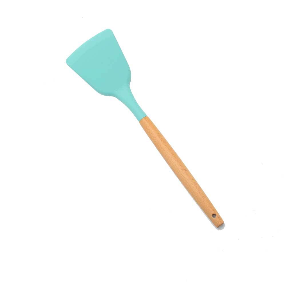 Silicone Cookware Set Kitchen Tools Non-stick Spatula Shovel Wooden Handle Cooking Utensils Kitchenware Accessories Egg Beaters: Spatula
