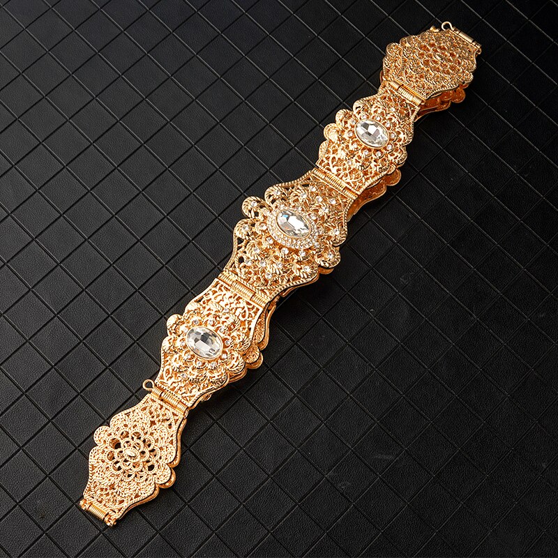 Corset taille voor marokkaanse algerijnse bruiloftssieraden met metalen kristal riemketting met verstelbare lengte