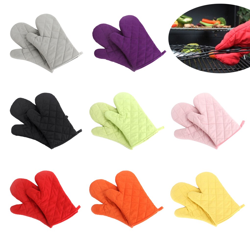 1PC High-temperature Thick Insulation Microwave Oven Gloves Kitchen Supplies Cotton Solid Oven Mitts