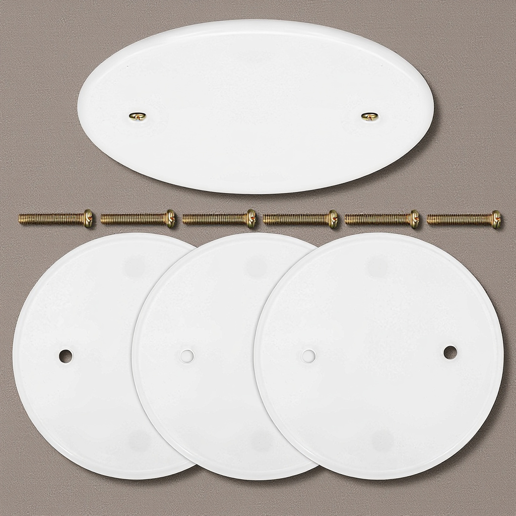 4pcs Blank Ceiling Cover Plates Round Electrical Hole Covers Flat Plastic Wall Caps for Junction Box Outlet Repair