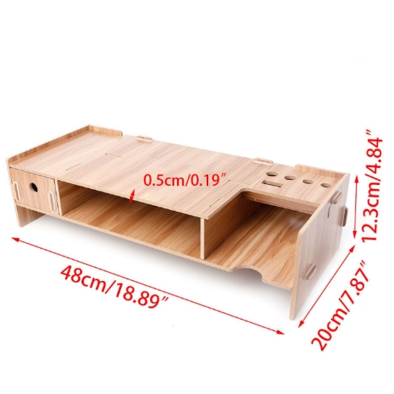 Mdf desktop monitor riser suporte de tv sobre o teclado mesa organizador espaço armazenamento para computador portátil