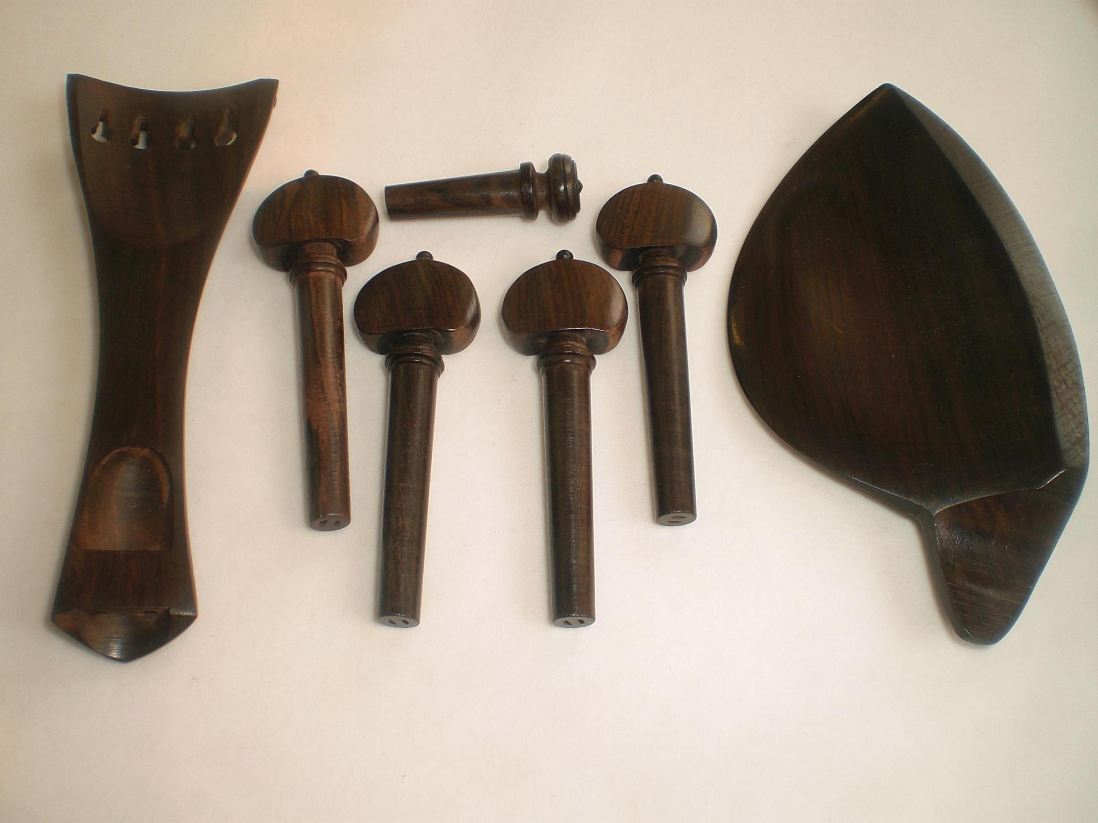 2 Sets Ebony Violin Fitting Natural Color with Pegs Tail Piece Chin Rest 4/4