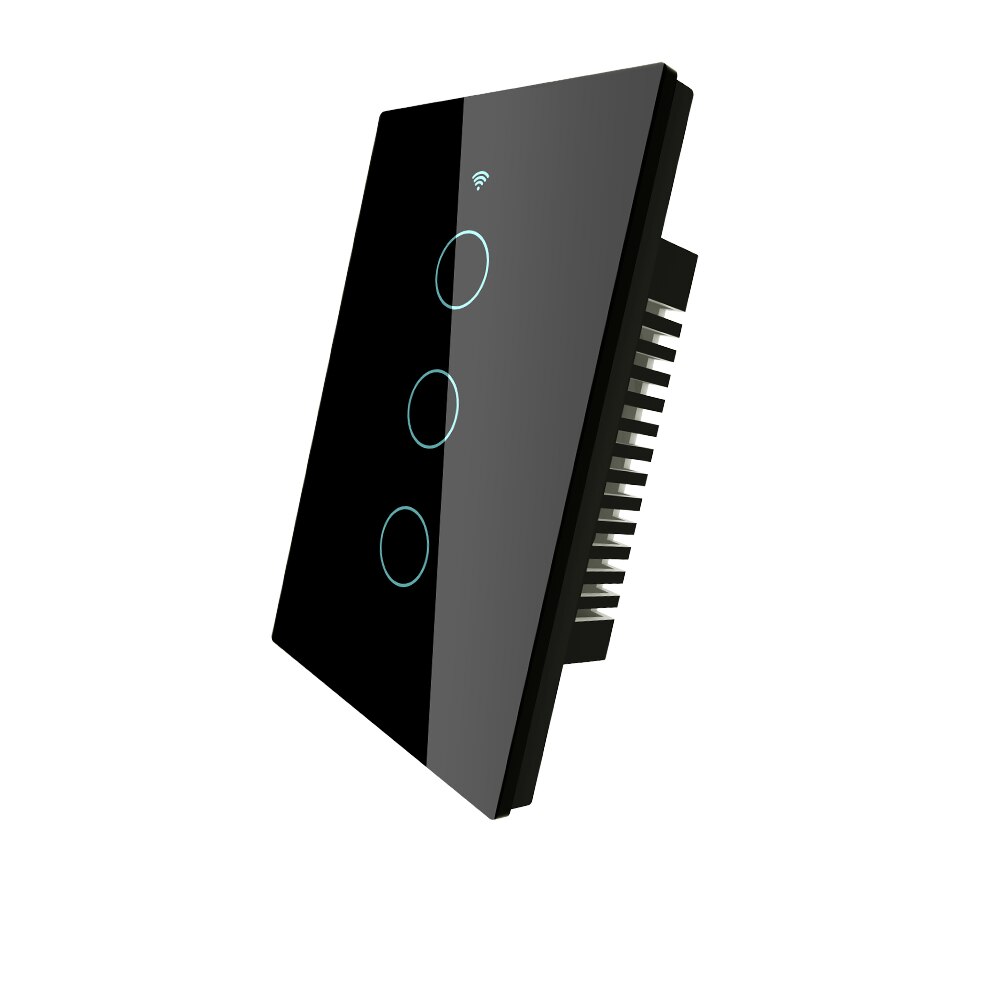 Upgraded WiFi Smart RF433 Touch Switch 2/3 Way Smart Life/Tuya App Control,Alexa Google Home Voice Control EU US 1/2/3 Gang: 3 Gang Black US