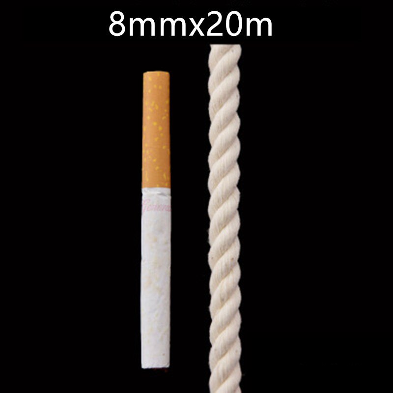 Gardenia reb naturligt bomuld reb bomuld reb materiale gobelin væve linje gør-det-selv håndvævet reb binding macrame snor snor: 8 mmx 20m