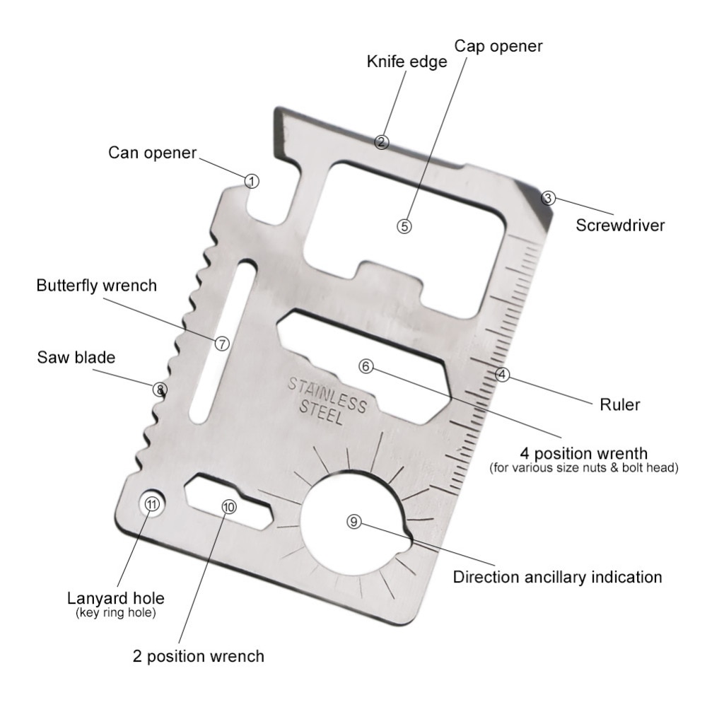 11 in 1 Multifunctionele Creditcard Bier Flesopener Rvs Credit Card Vormige Flesopener Keuken Tool Accessoire