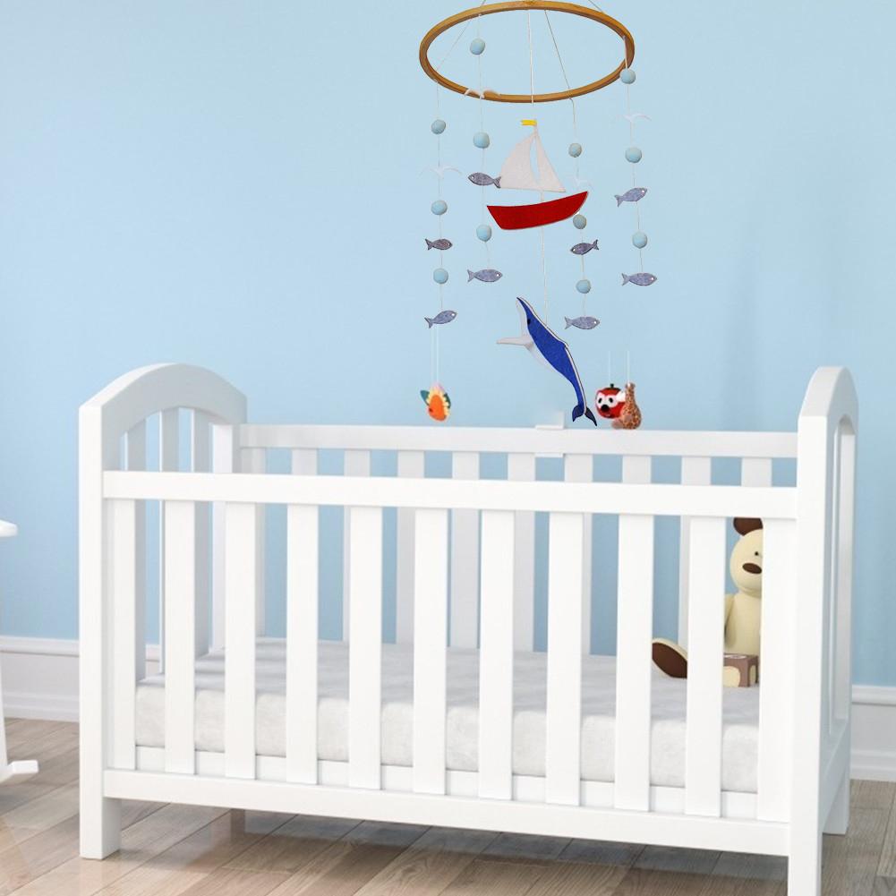 Berceau de bébé Mobile baleine voilier océan bébé douche pépinière décoration fait main tissu trois dimensions ornement