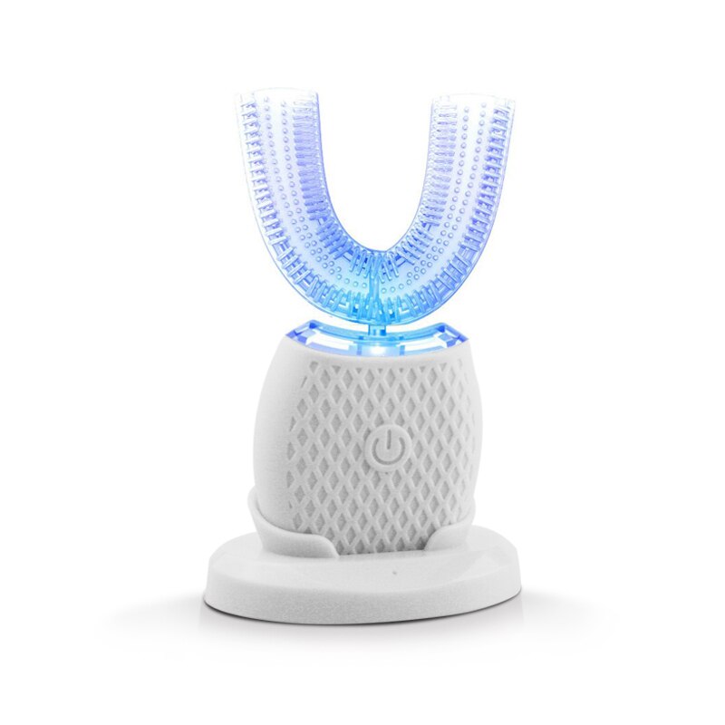 Elektrische U-vorm Tandenborstel Automatische Tanden Borstel 360 Graden Cover Tanden Draadloze Opladen Waterdicht Massage Tandenborstel: White