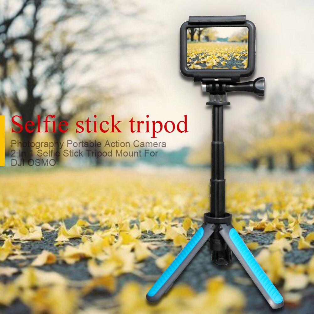 2 in 1 ausziehbarer mini-einbeinstativ-selfie-stick mit rutschfester, tragbarer halterung für outdoor-action-kameras und dji osmo